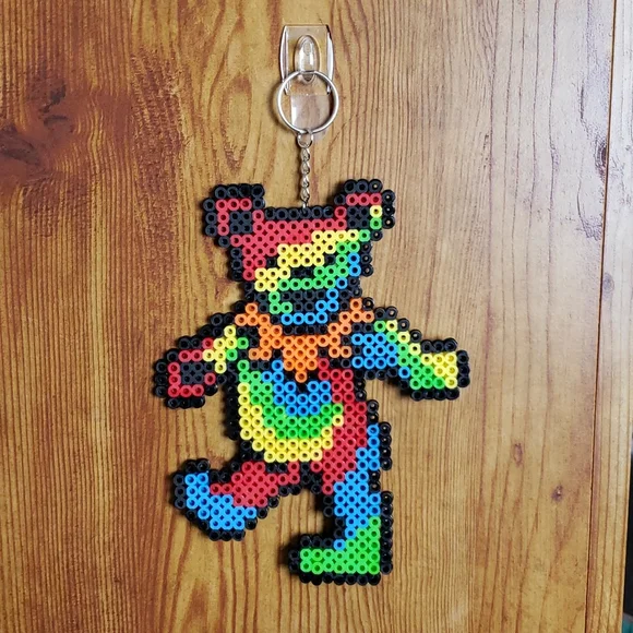 Grateful Dead Dancing Bear Perler Bead Sprite Keychain